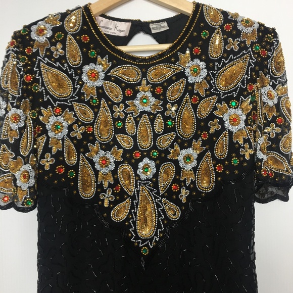 Vtg 80’s Lawrence Kazar Sequins Cocktail Dress - Picture 10 of 16